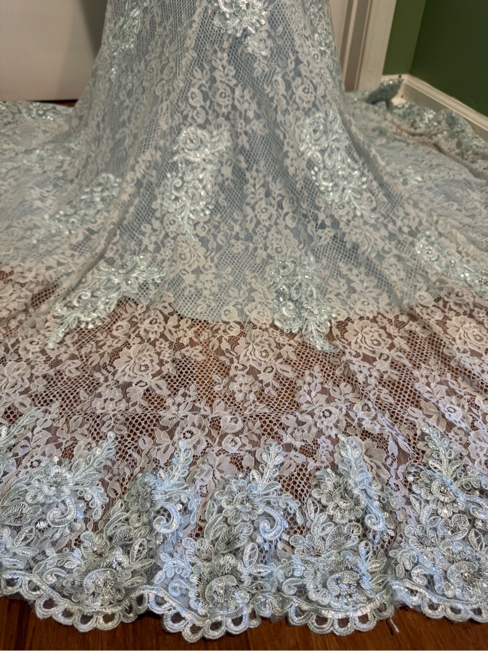 Jovani Light Blue Lace Embellished Prom Gown - Picture 4 of 5
